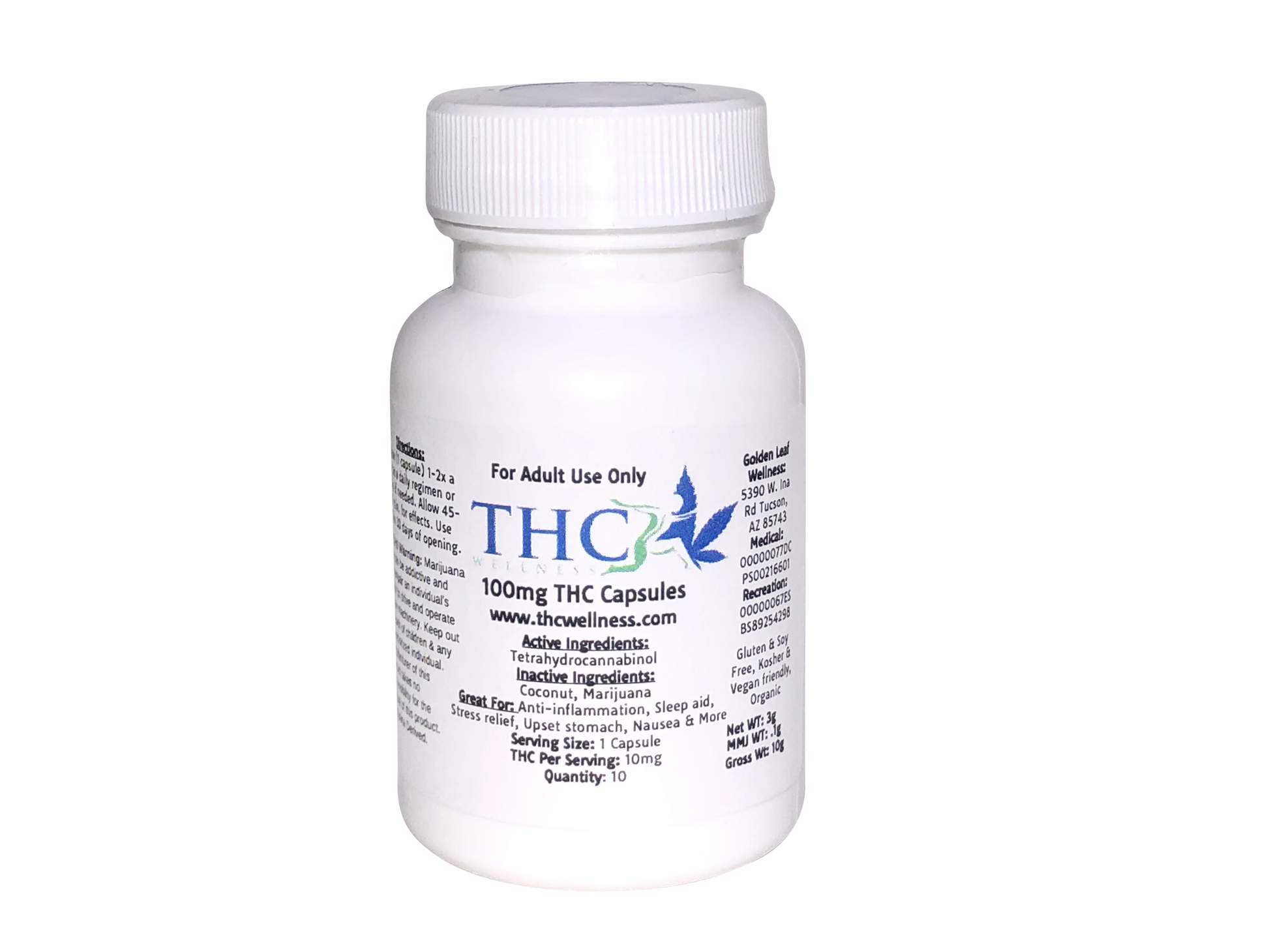 100mg THC Capsules (10qty) – THC Wellness